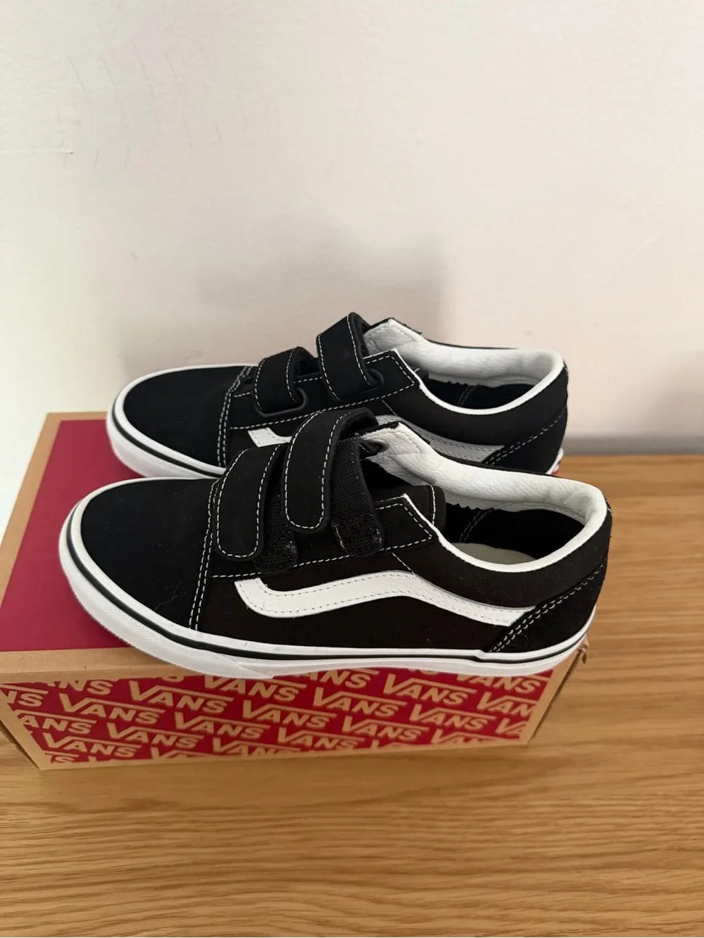 Vans Kids Black & White Triple Velcro Old Skool Sneakers